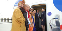Ali Baba boarding flight