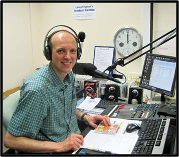 Lance as he completed a 24-hour broadcast marathon